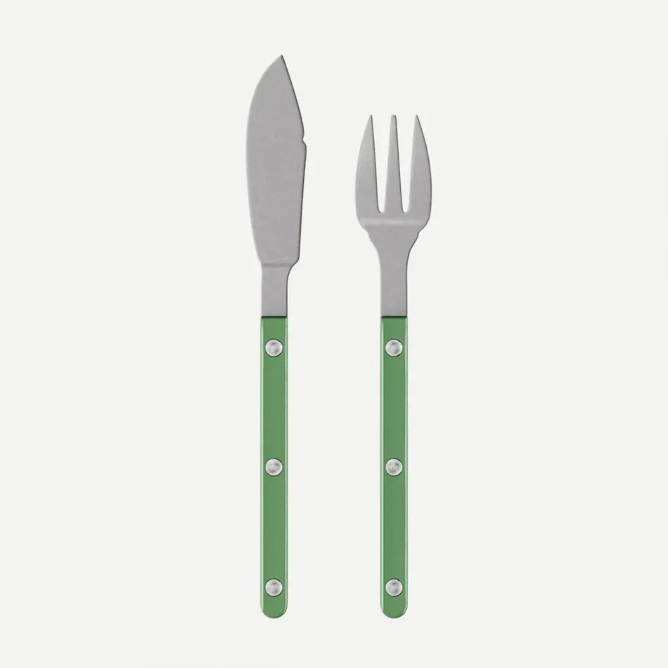 Bistrot Vintage Pearly Garden Green Fish Set 8.25"