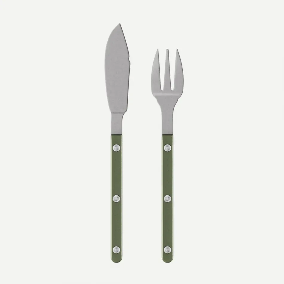 Bistrot Vintage Pearly Dark Green Fish Set 8.25"