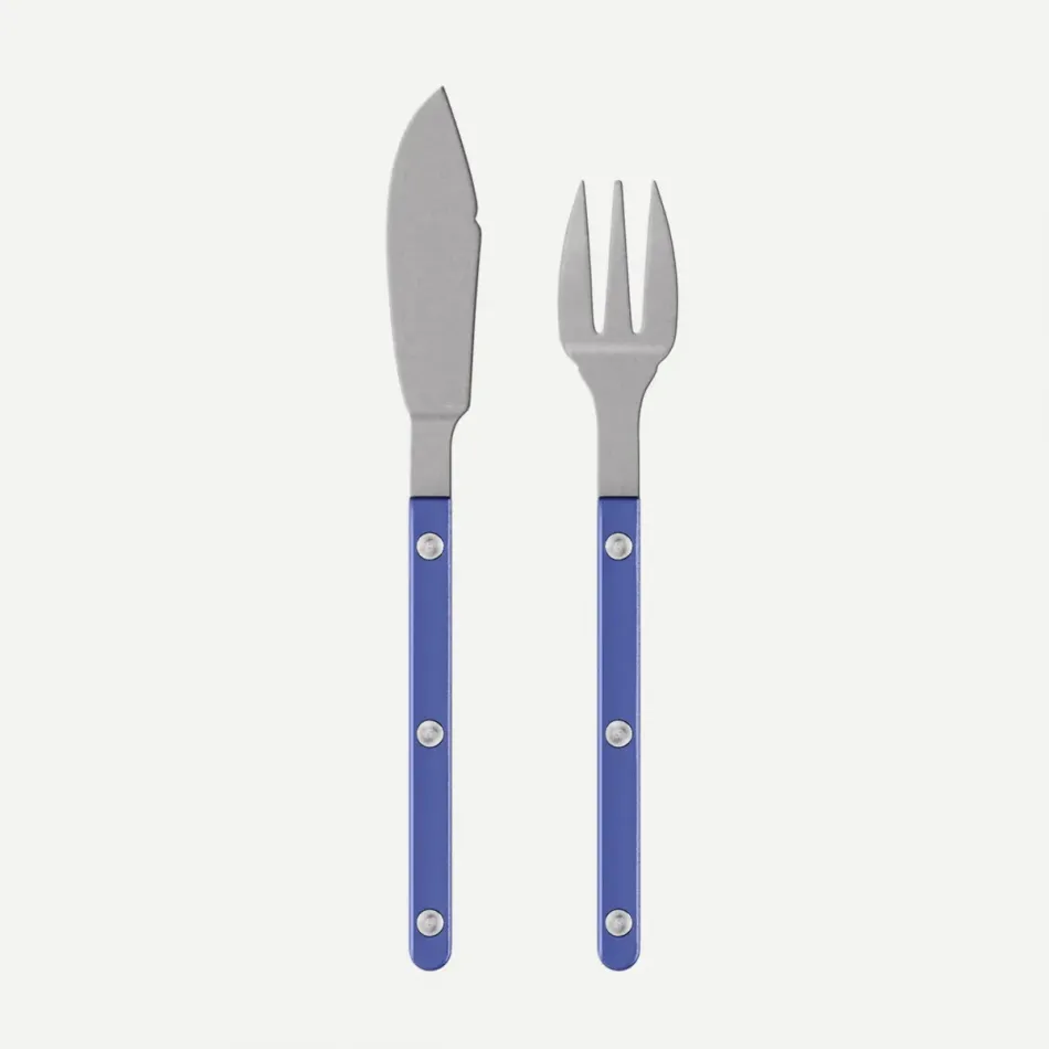 Bistrot Vintage Pearly Lapis Blue Fish Set 8.25" (Knife, Fork)