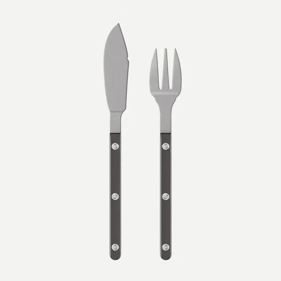Bistrot Vintage Pearly Dark Grey Fish Set 8.25" (Knife, Fork)