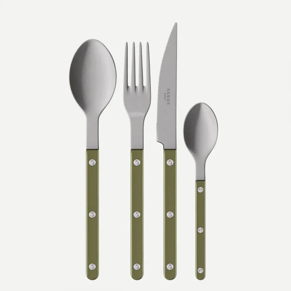 Bistrot Vintage Pearly Olive 4 Pieces Cutlery Set 9.25"