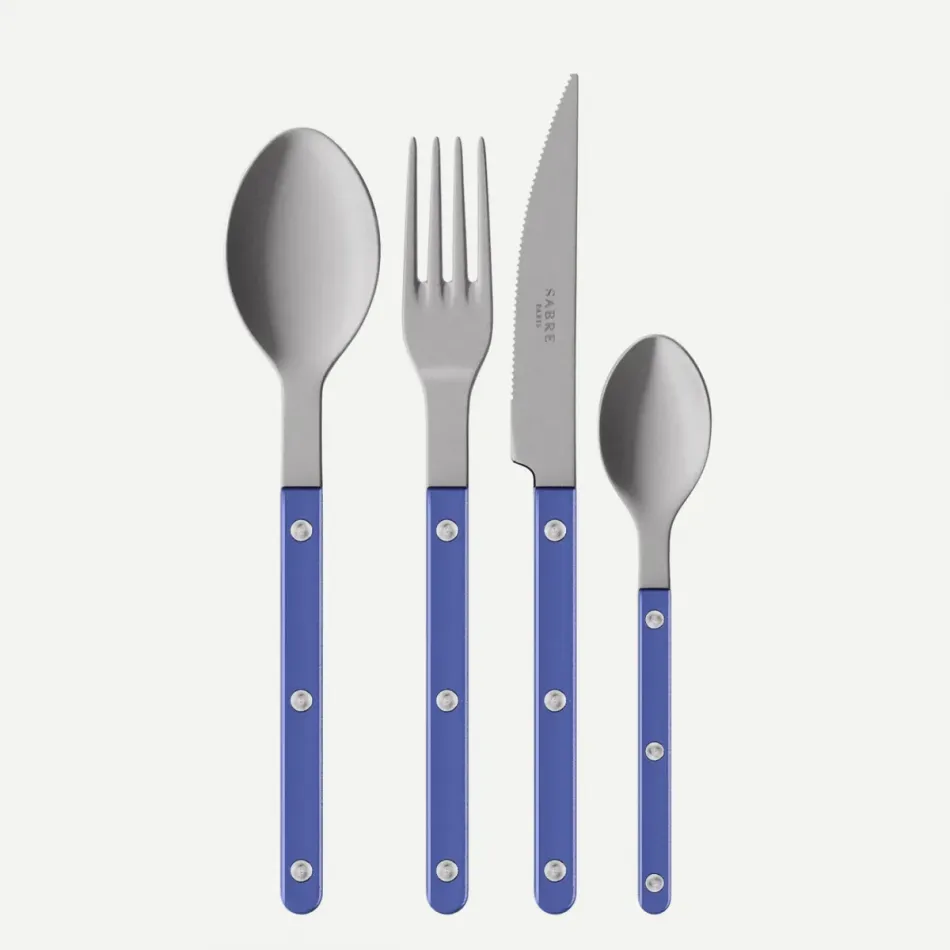 Bistrot Vintage Pearly Lapis Blue 4-Pc Setting (Dinner Knife, Dinner Fork, Soup Spoon, Teaspoon)