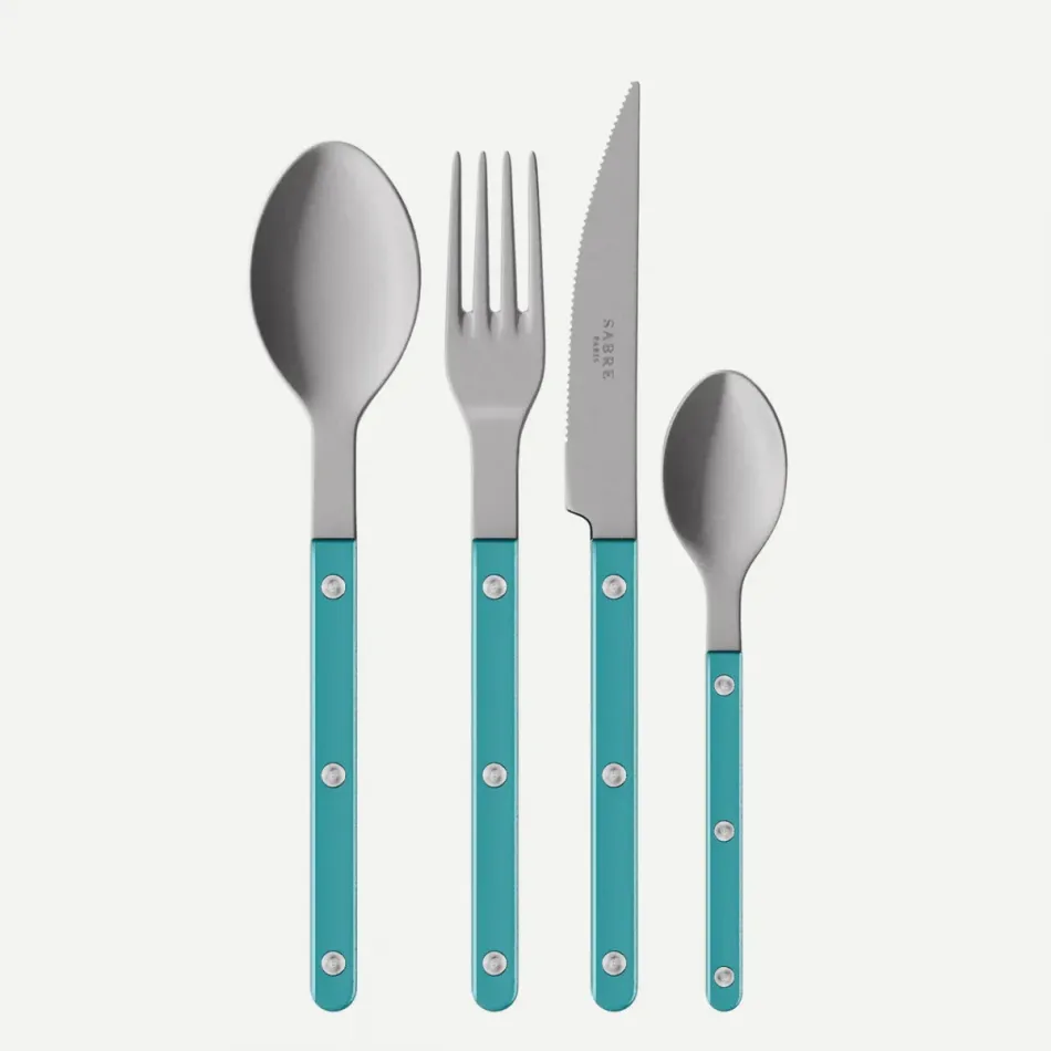 Bistrot Vintage Pearly Turquoise 48 Pieces Cutlery Set 9.25"