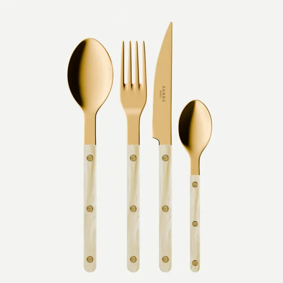 Bistrot Gold Horn Faux Horn 48 Pieces Cutlery Set 9"1/4