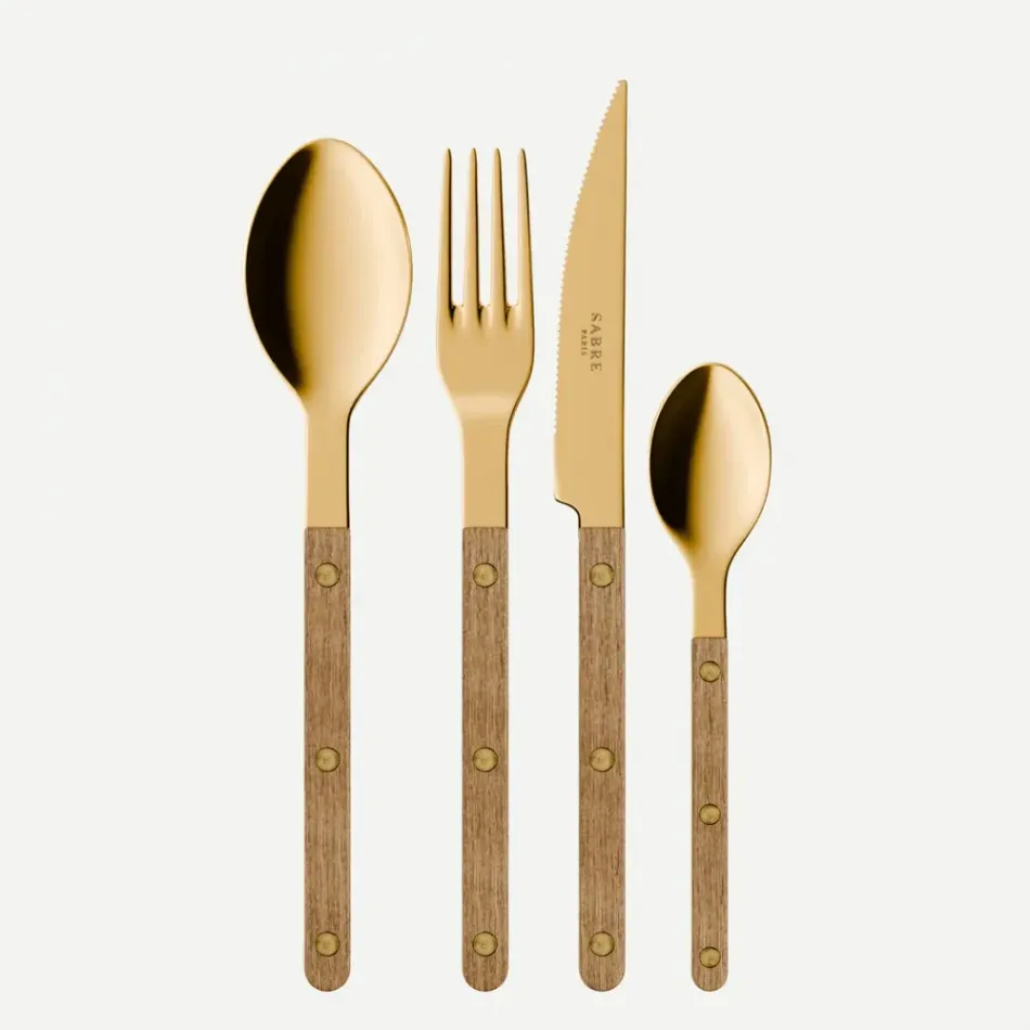 Bistrot Gold Teak Teak 48 Pieces Cutlery Set 9"1/4