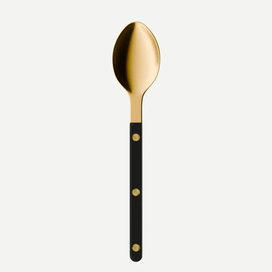 Bistrot Gold Solid Black Dessert Spoon 7"1/2