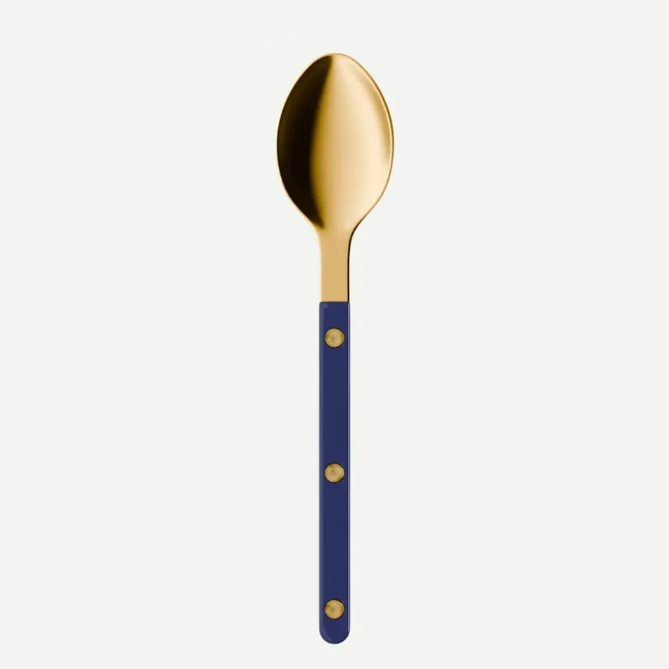 Bistrot Gold Solid Navy Blue Dessert Spoon 7"1/2