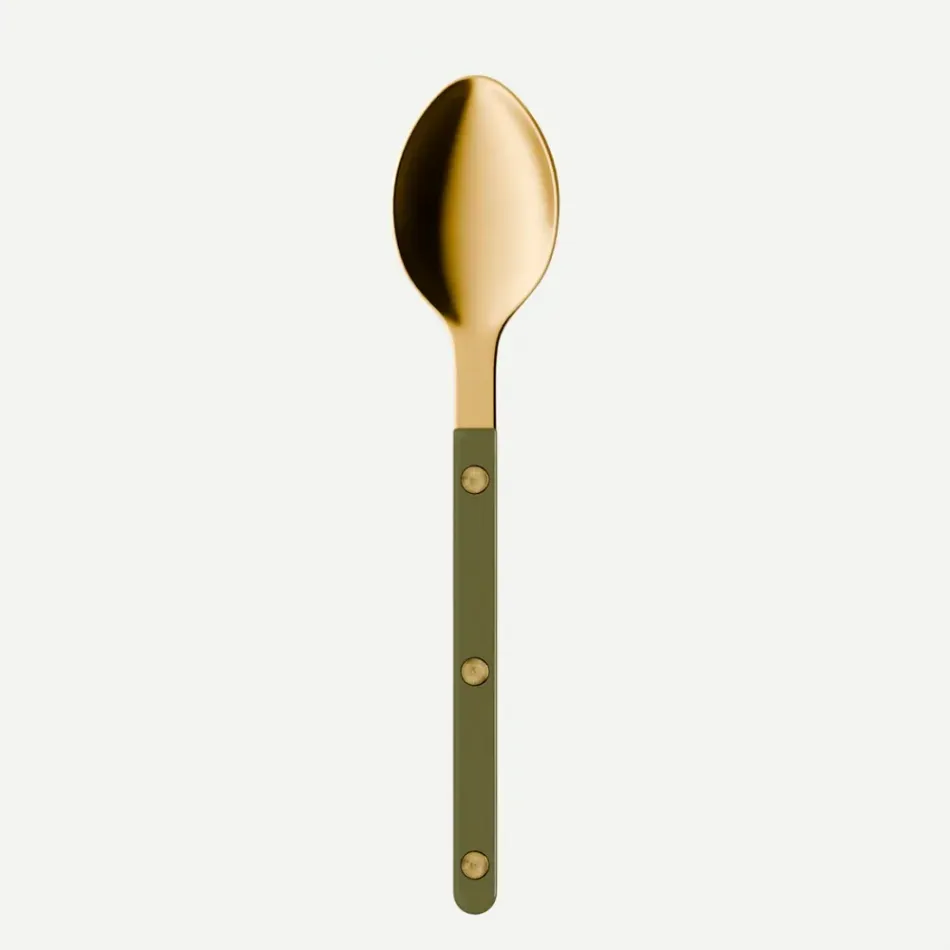 Bistrot Gold Solid Green Fern Dessert Spoon 7"1/2