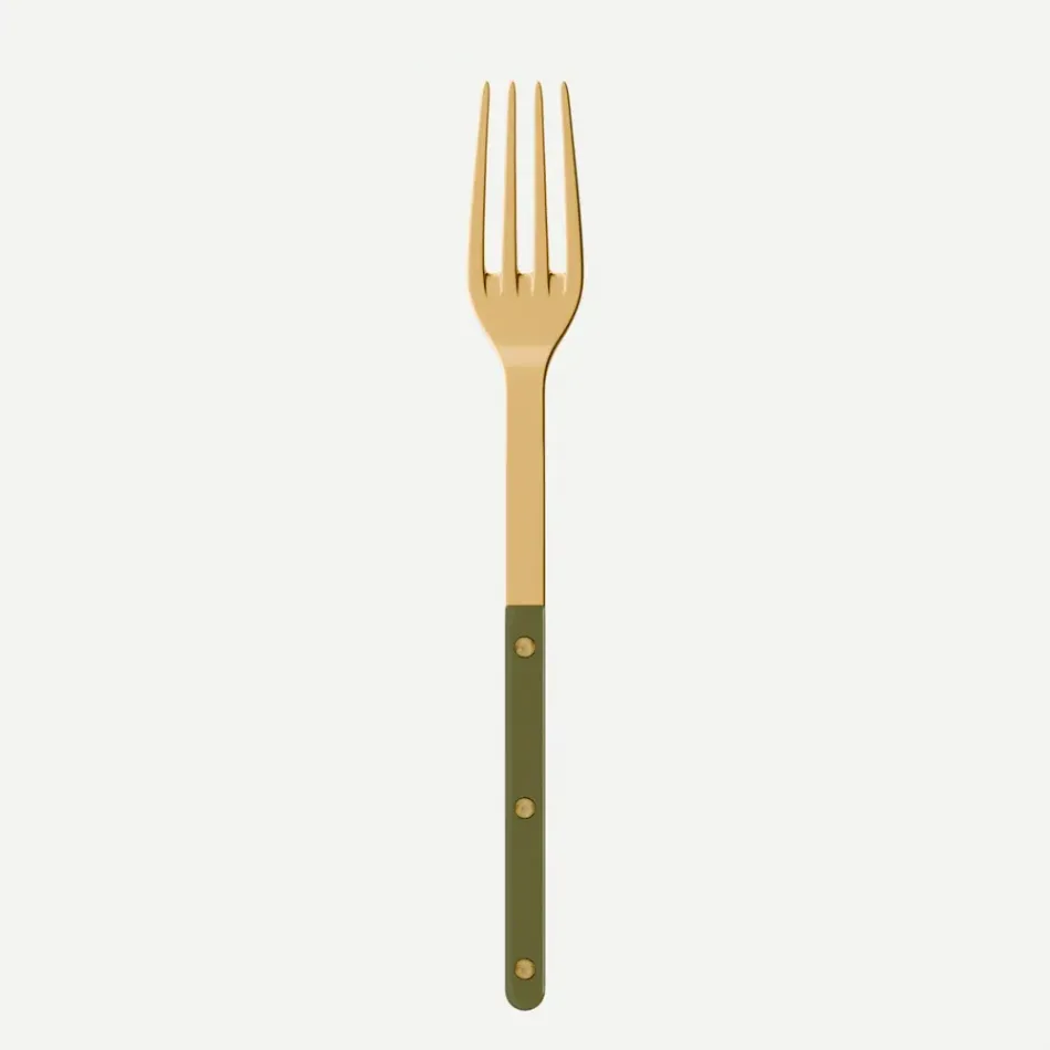 Bistrot Gold Solid Green Fern Serving Fork 10"1/4