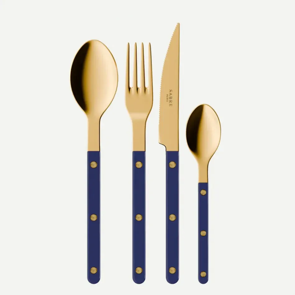 Bistrot Gold Solid Navy Blue 24 Pieces Cutlery Set 9"1/4