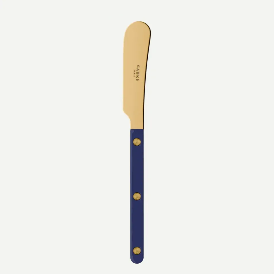 Bistrot Gold Solid Navy Blue Butter Spreader 5"1/2