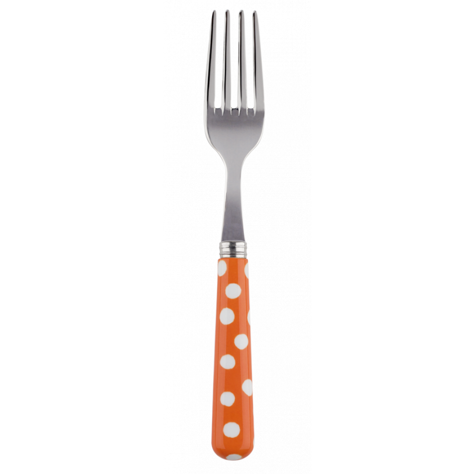 White Dots Orange Cake Fork 6.5"