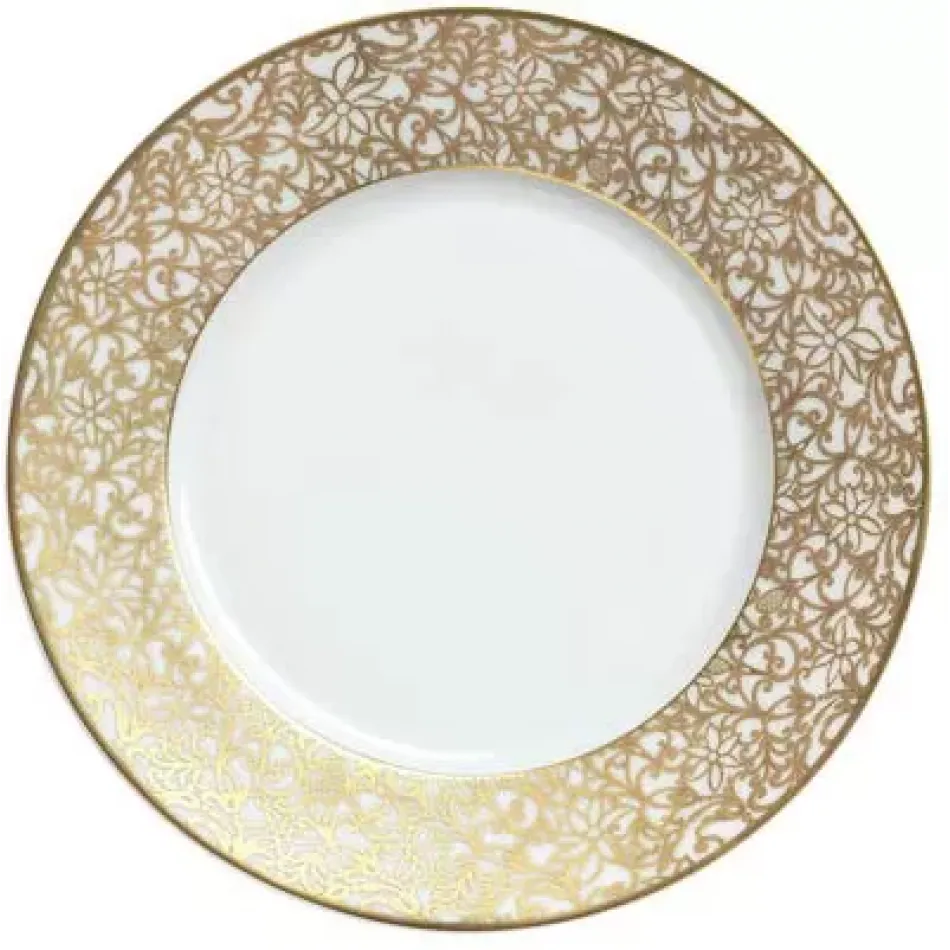 Salamanque Or/Gold White Flat Cake Serving Plate Diam 12.2 in