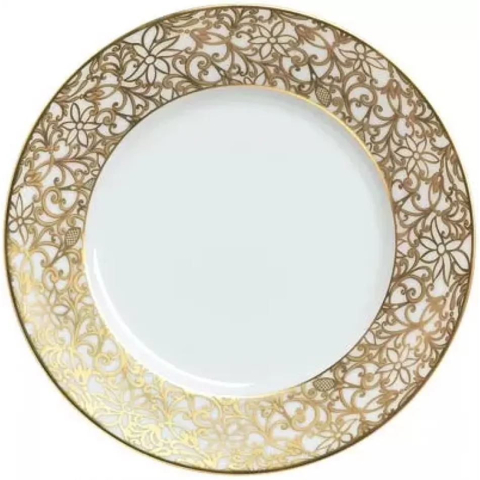 Salamanque Or/Gold White Dessert Plate Diam 8.7 in