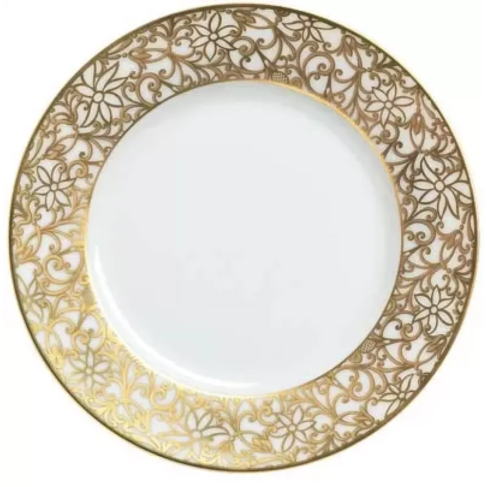 Salamanque Or/Gold White Salad Cake Plate Diam 7.7 in