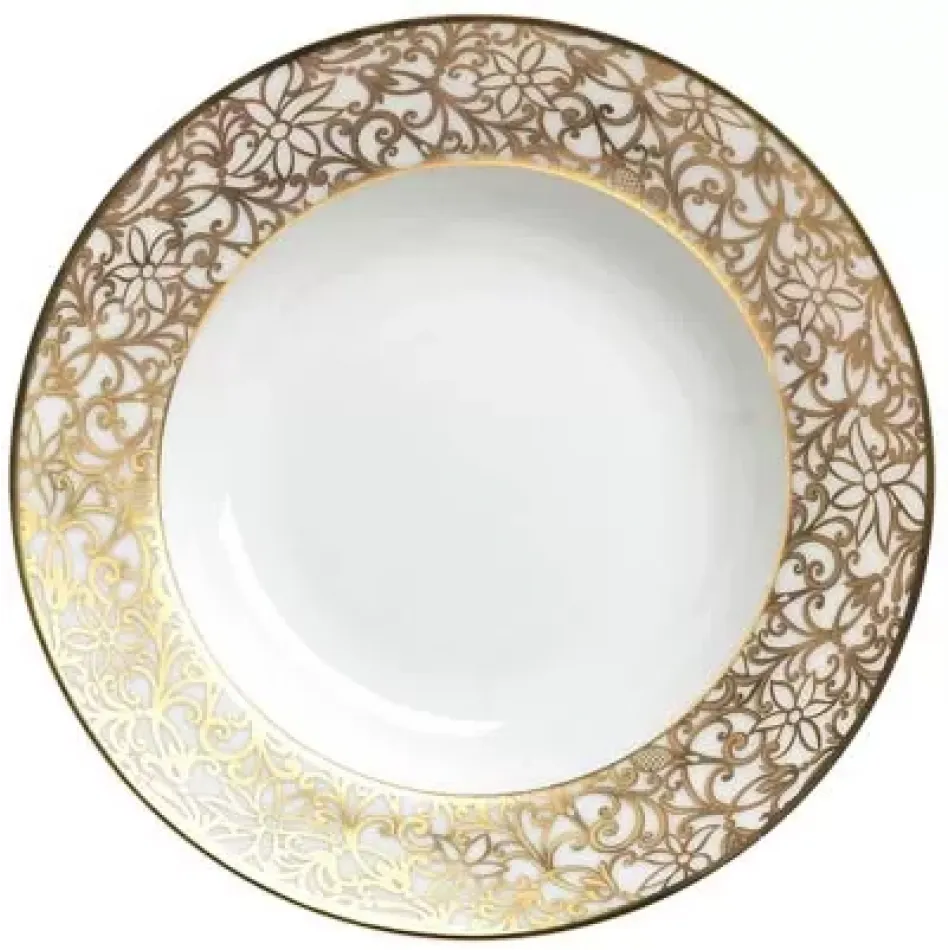 Salamanque Or/Gold White French Rim Soup Plate Diam 9.0 in