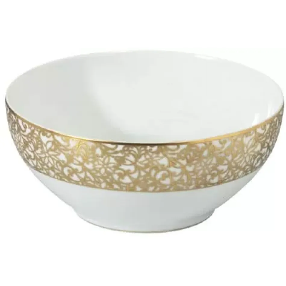 Salamanque Or/Gold White Salad Bowl Diam 9.8 in