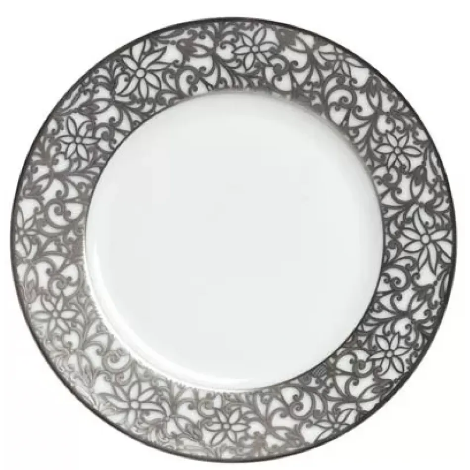 Salamanque Platinum White  Salad Cake Plate Diam 7.7 in