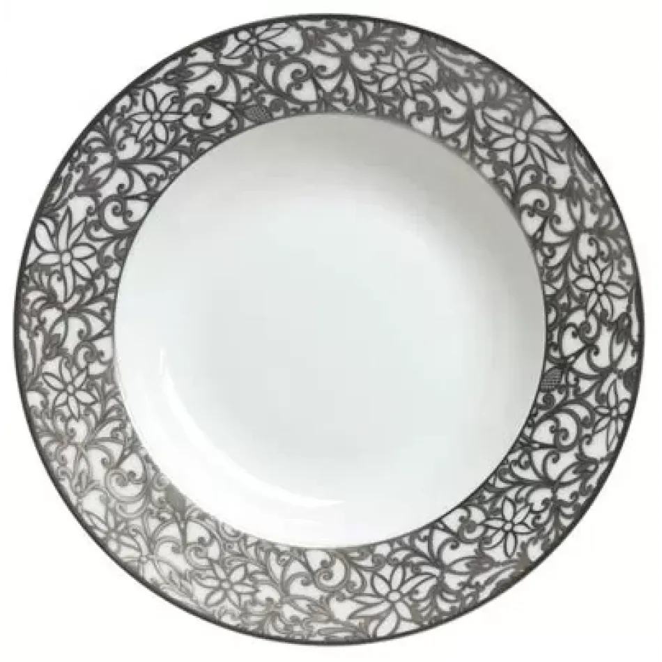 Salamanque Platinum White  French Rim Soup Plate Diam 9.0 in