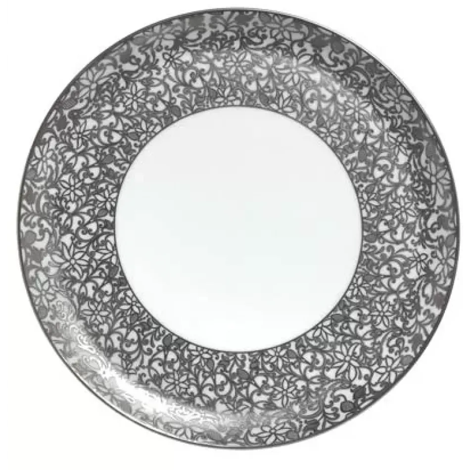 Salamanque Platinum White  Flat Cake Serving Plate Diam 12.2 in