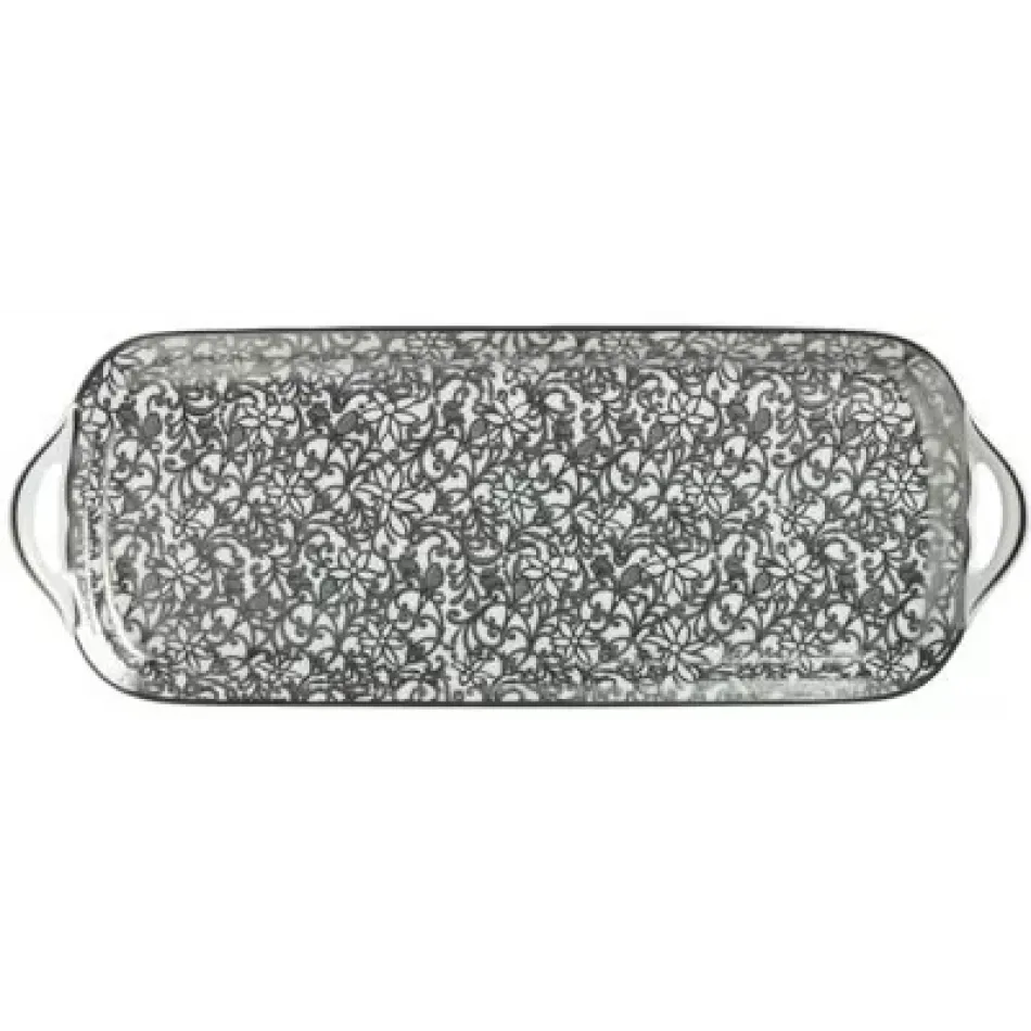 Salamanque Platinum White Long Cake Serving Plate 40 in. x 15 in.