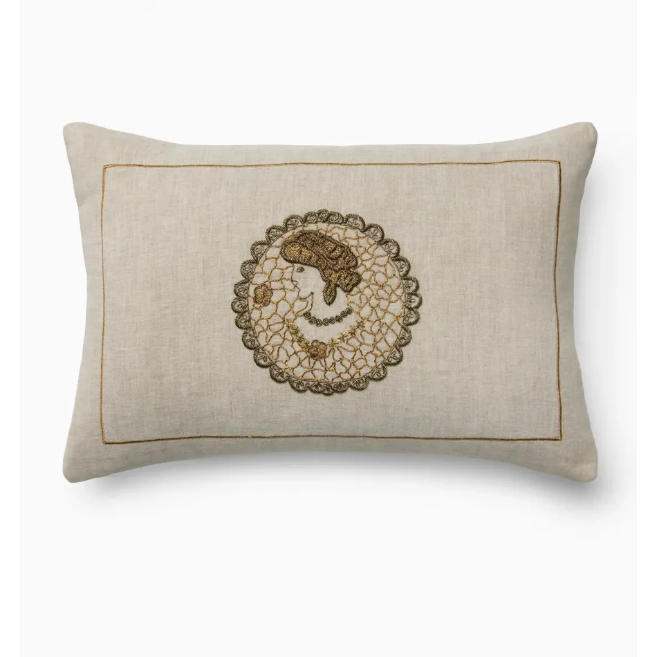 Cameo Decorative Pillow 12 x 18 Natural/Gold