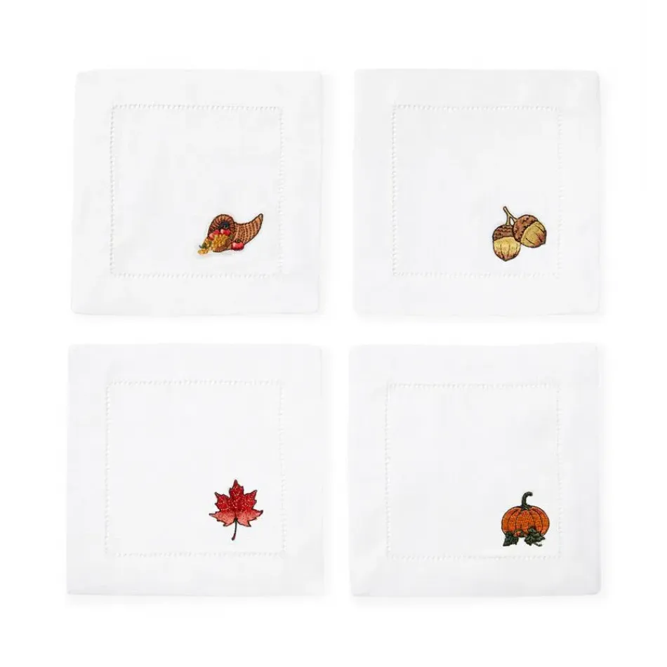 Autunno Set of 4 Cocktail Napkin 6 x 6 White Multi