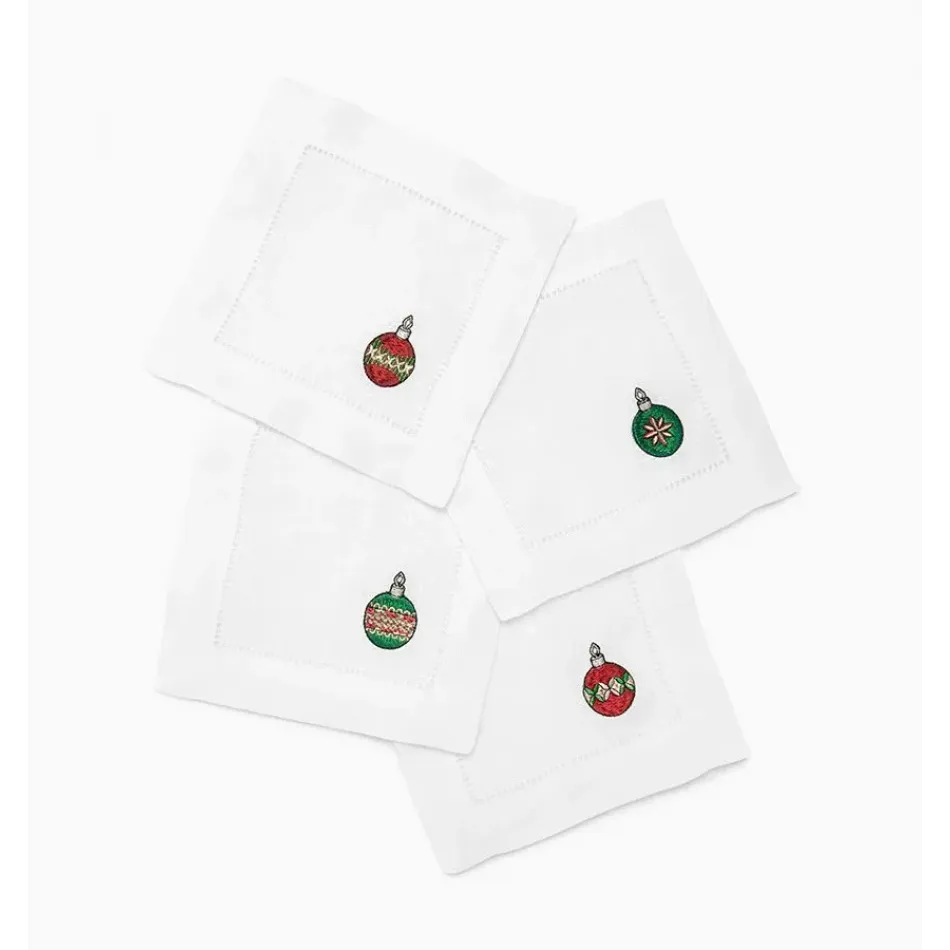 Bagatelle Set of 4 Cocktail Napkin 6 x 6" White Multi