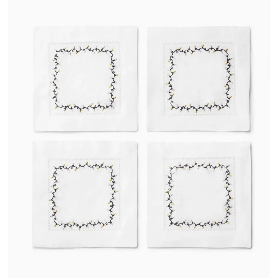 Luci Set of 4 Cocktail Napkin 6 x 6 Gold/Silver