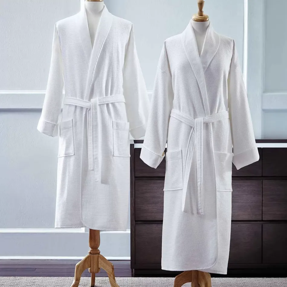 Berkley Bath Robe Terry/Waffle Reverse White