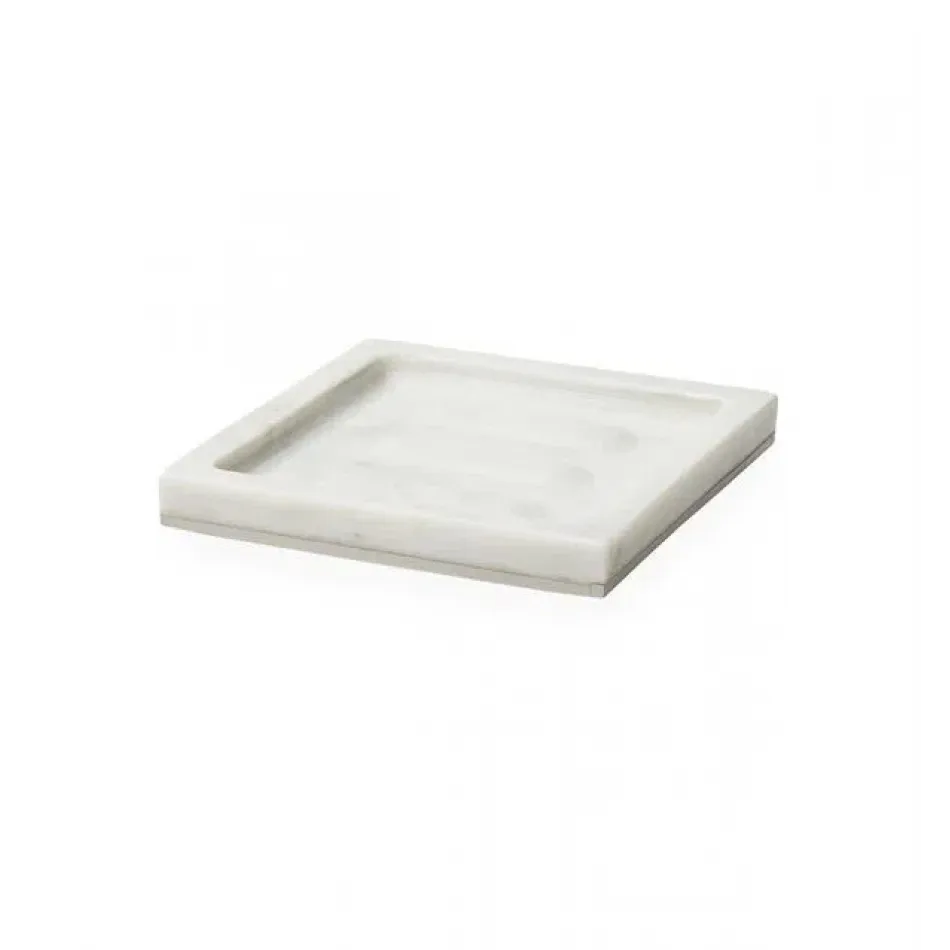 Pietra Marble Soap Dish 5 x 5 x 75 White/Silver