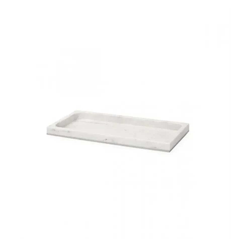 Pietra Marble Storage Tray 12 x 6 x 1 White/Silver