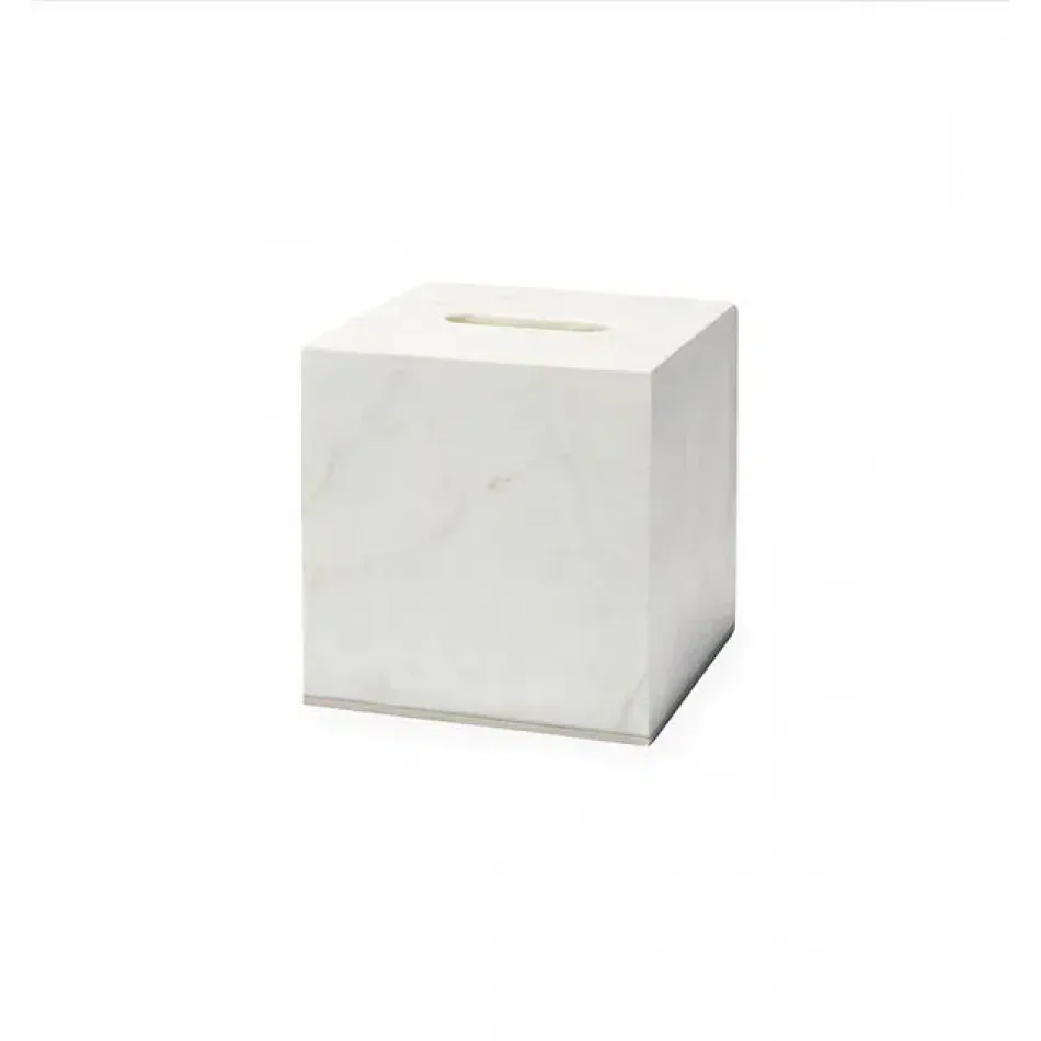 Pietra Marble Tissue Holder 6 x 6 x 6 White/Silver