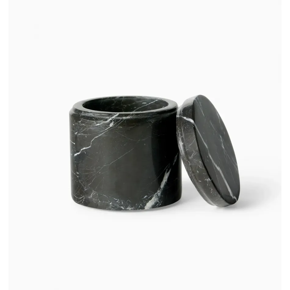 Marquina Black Storage Jar 4" Dia 4.25" High