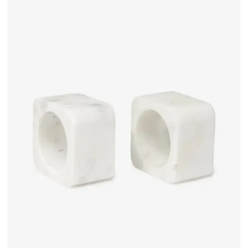 Quadrato Set of 2 Napkin Ring Boxed White