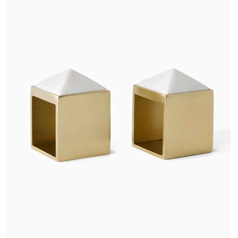 Cestia Set of 2 Napkin Ring Boxed Gold/White