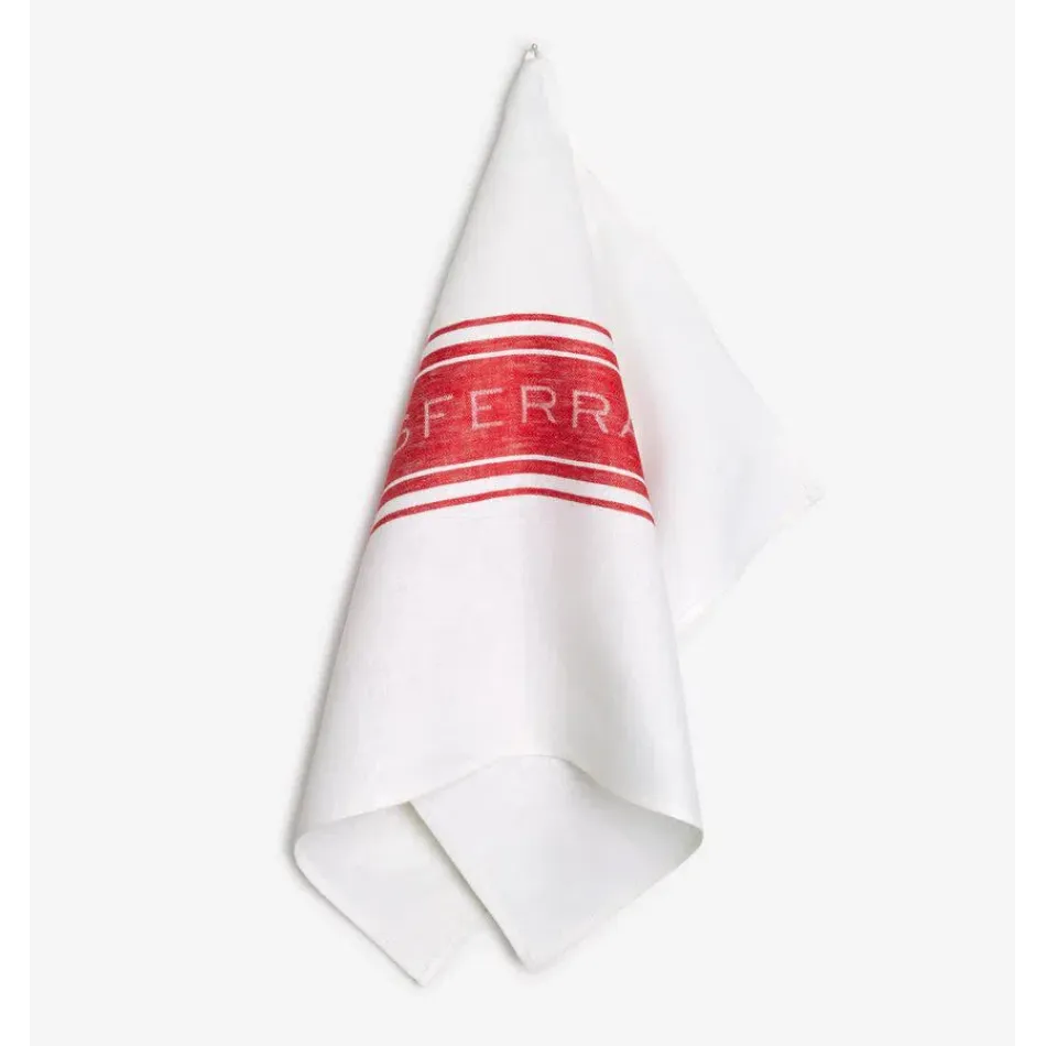 Parma Kitchen Towel Set of 2 18 x 28 White/Red