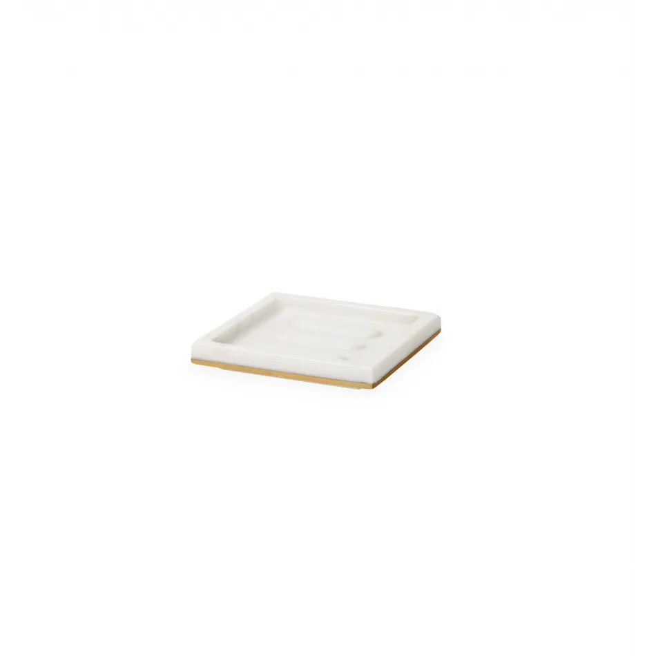 Pietra Marble Soap Dish 5 x 5 x 75 White/Gold