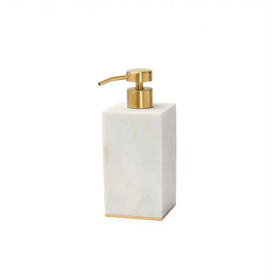 Pietra Marble Soap Dispenser 2.75 x 2.75 x 6.75 White/Gold