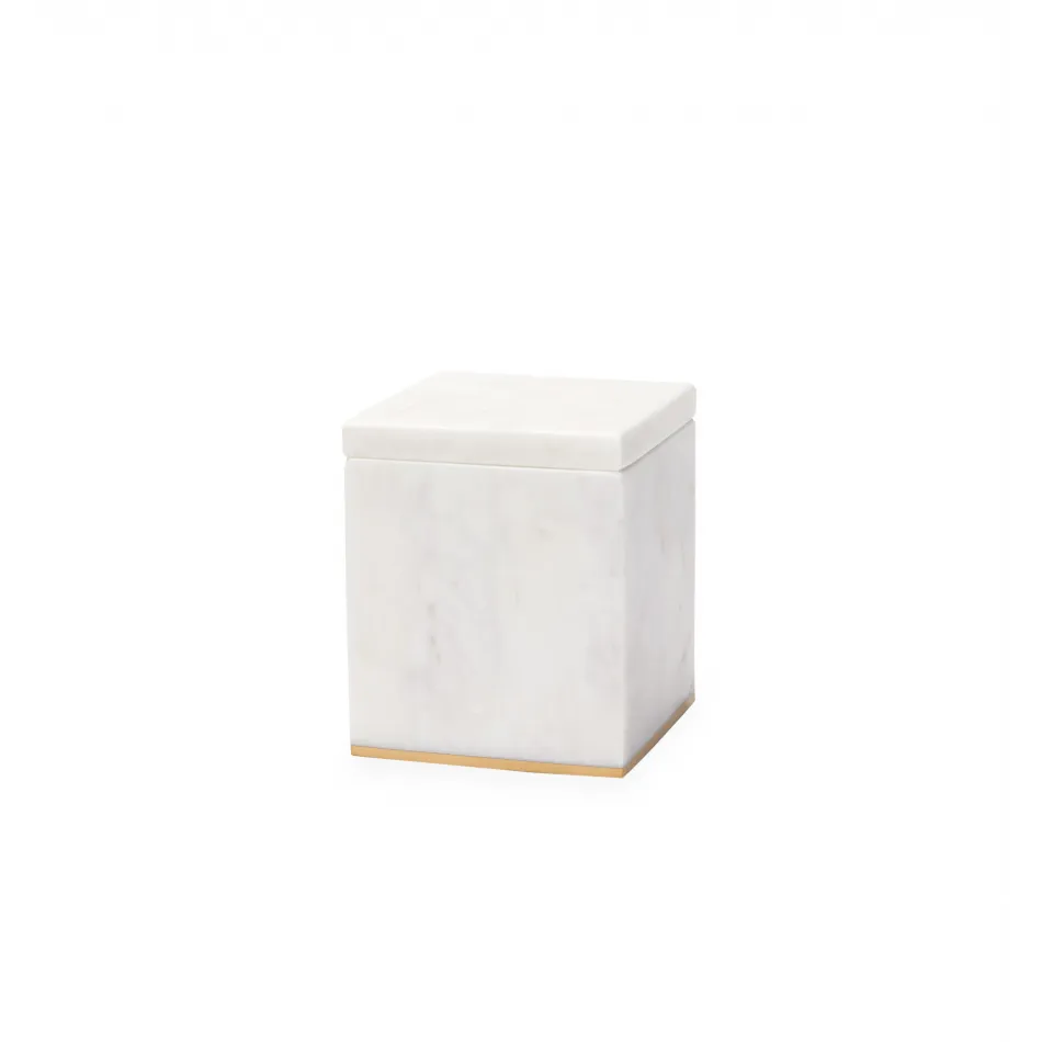 Pietra Marble Storage Jar 3.5 x 3.5 x 4.25 White/Gold