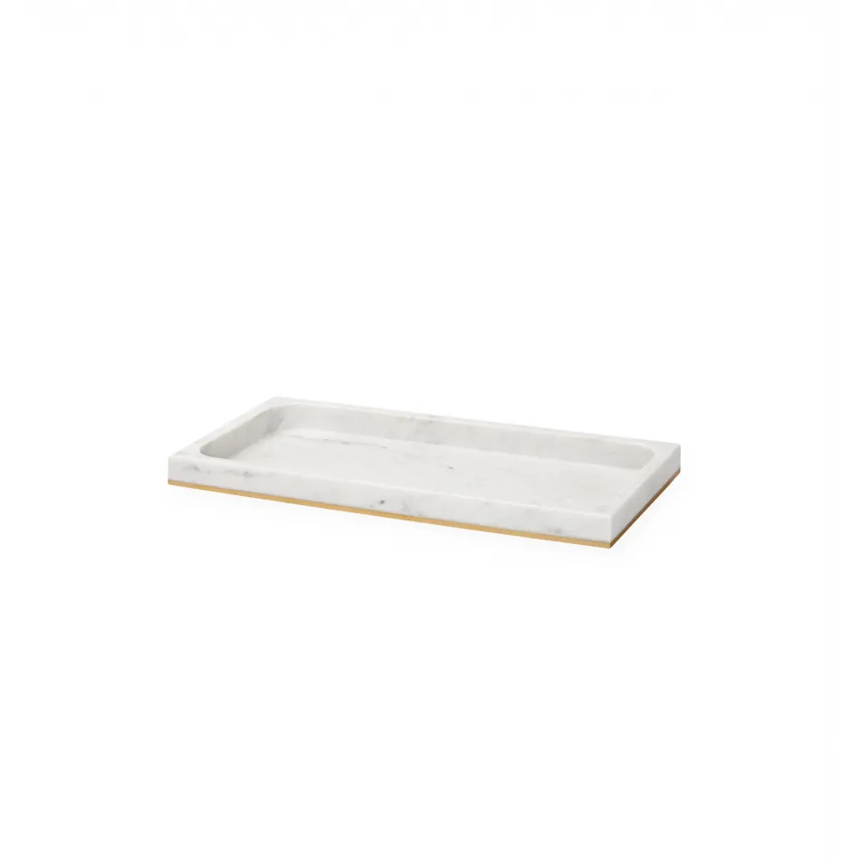 Pietra Marble Storage Tray 12 x 6 x 1 White/Gold