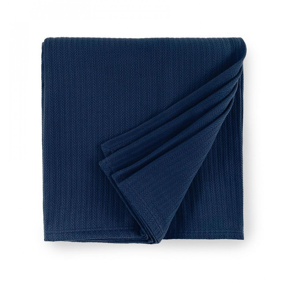 Grant Navy Woven Stripe Cotton Blankets