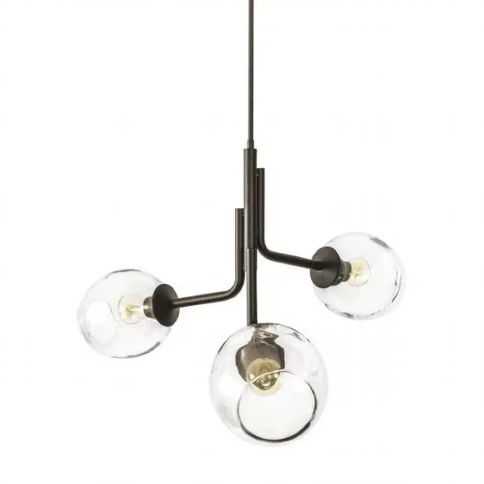 Caledonia Chandelier with 3 Globes Dark Smoke