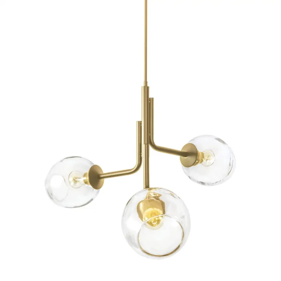 Caledonia Modern Brass Chandelier with 3 Globes (Special Order)