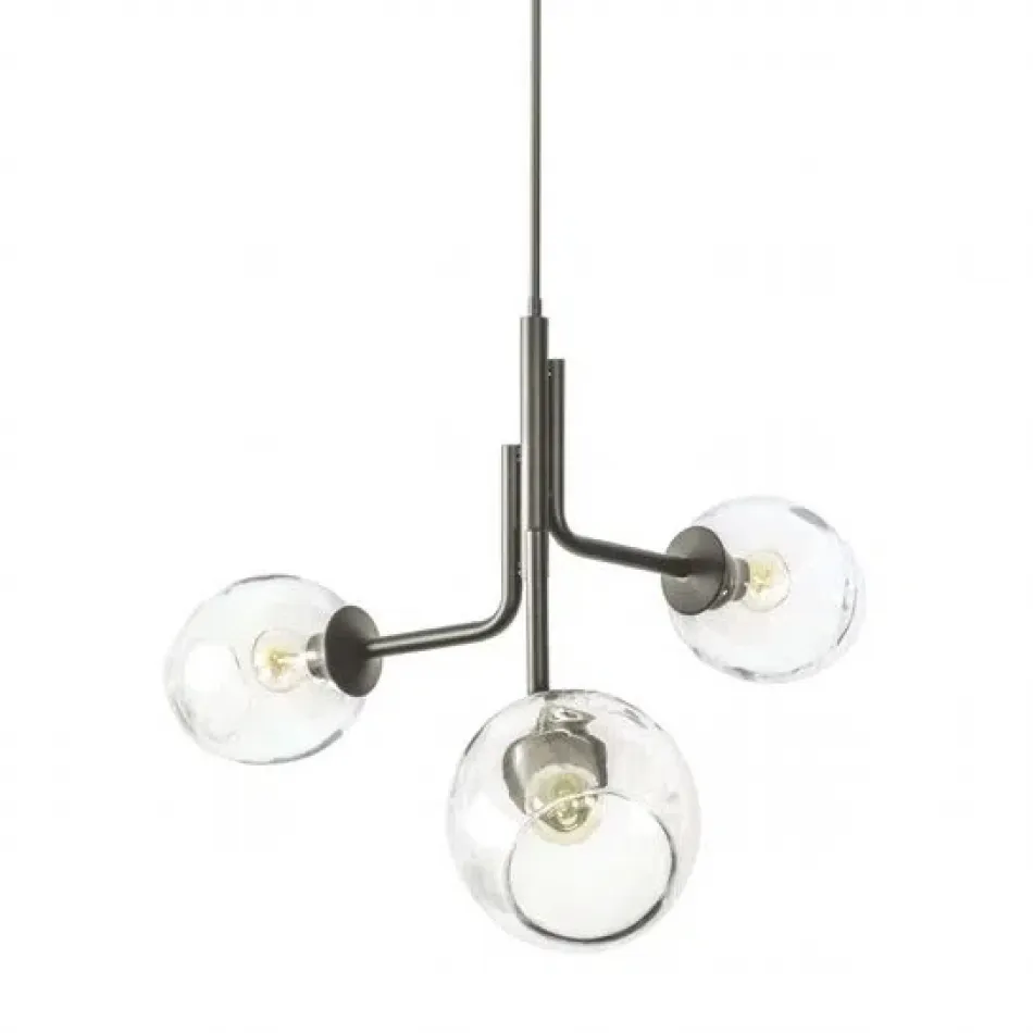 Caledonia Chandelier with 3 Globes Natural Iron