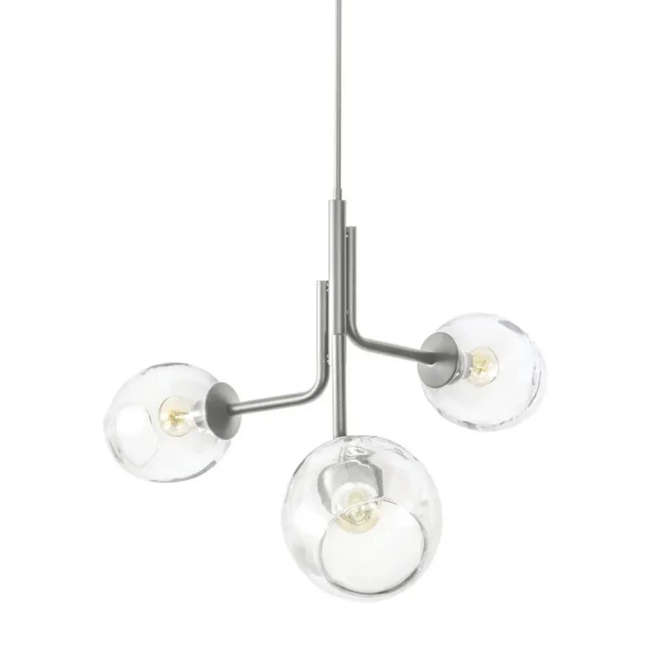 Caledonia Vintage Platinum Chandelier with 3 Globes (Special Order)