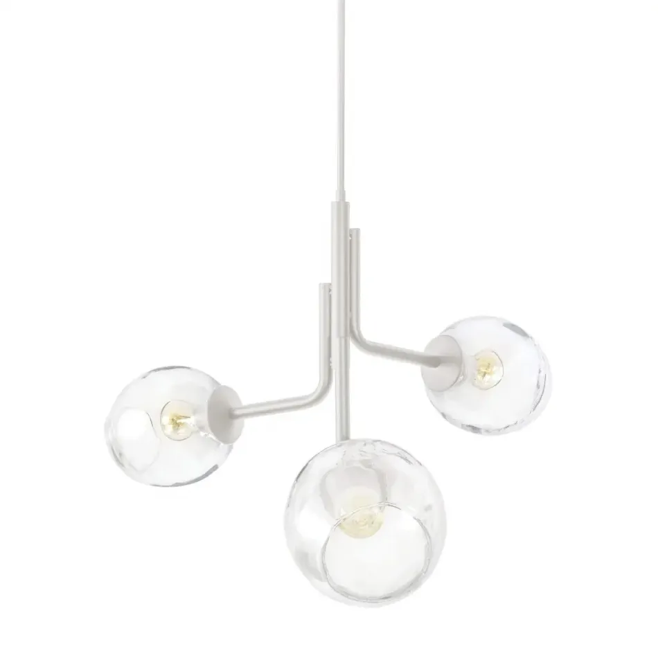 Caledonia White Chandelier with 3 Globes (Special Order)
