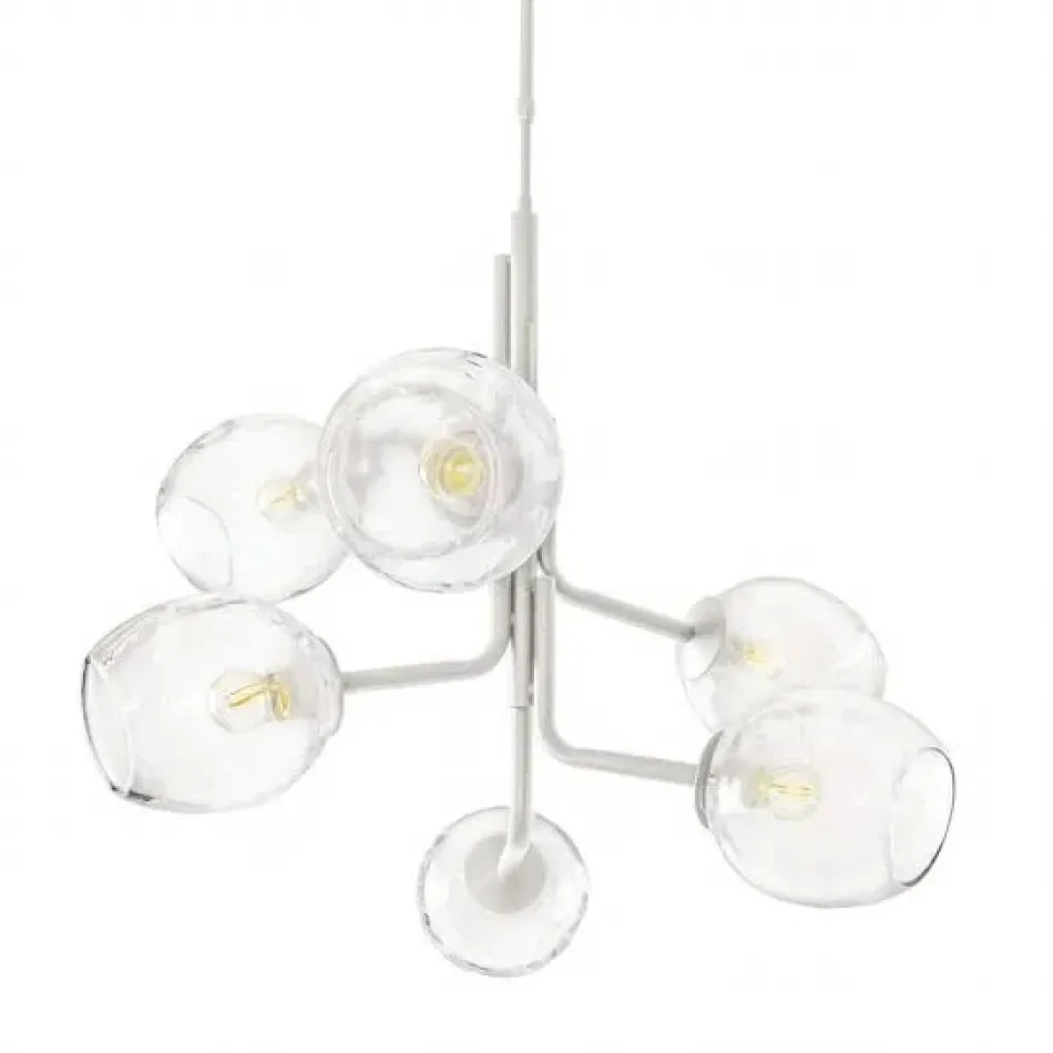 Caledonia Chandelier with 6 Globes White HF