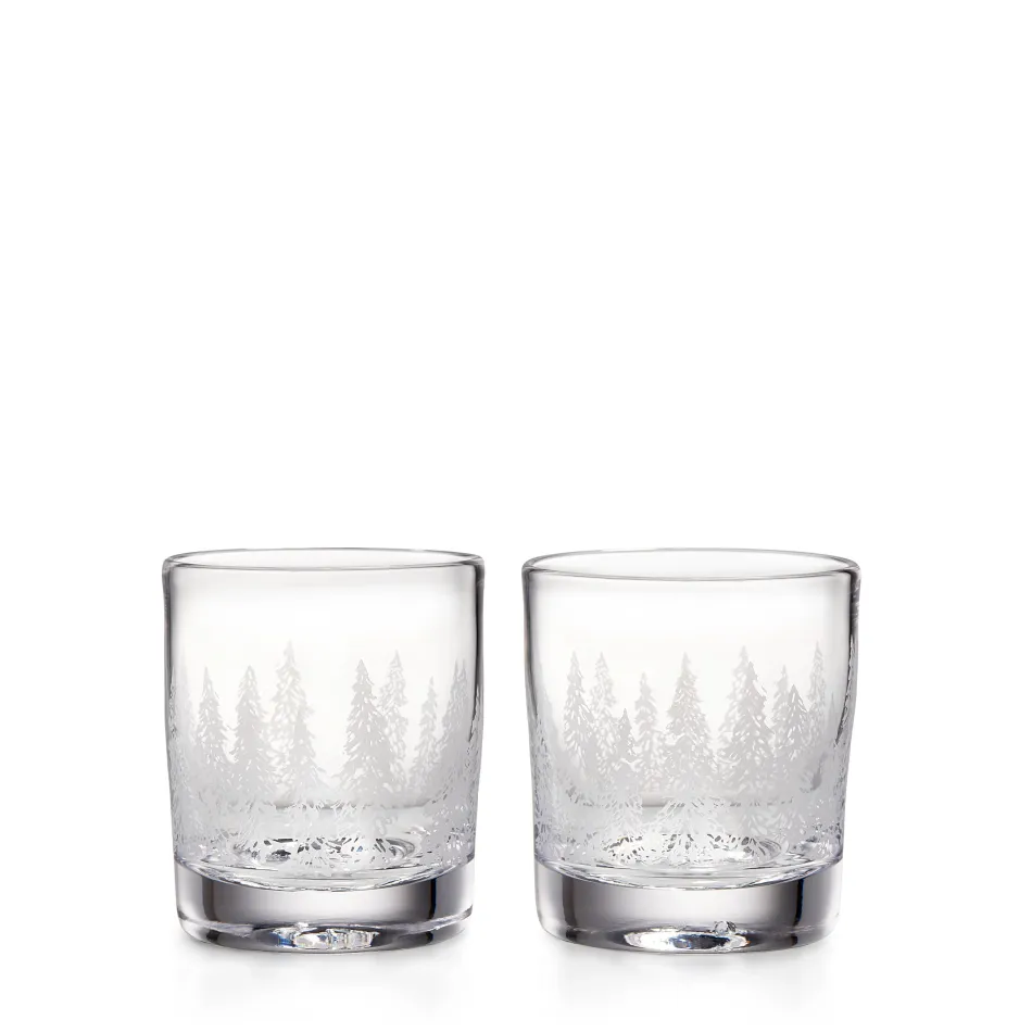 Engraved Forest Ascutney Double Old-Fashioned Set of 2