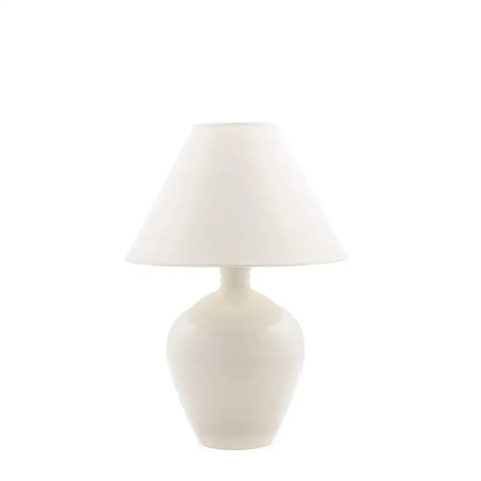 Belmont Crackle Ivory Pottery Lamp Medium
